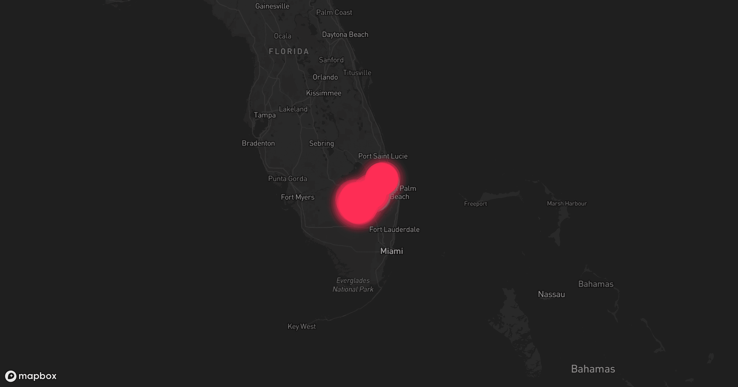 Storm map for 3 areas across Florida
