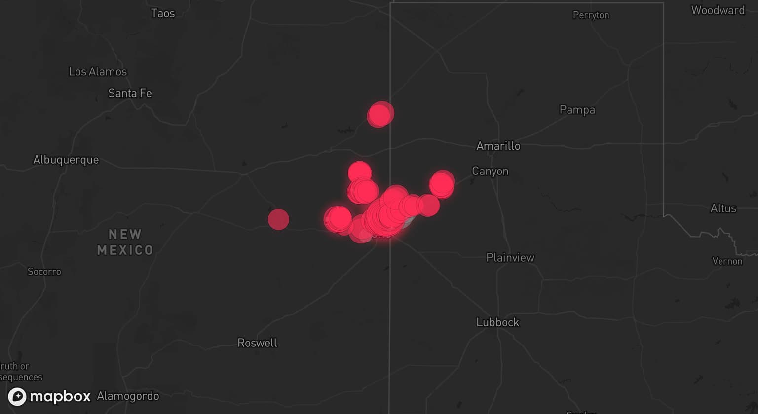 Storm map for 3 areas across Texas and New Mexico