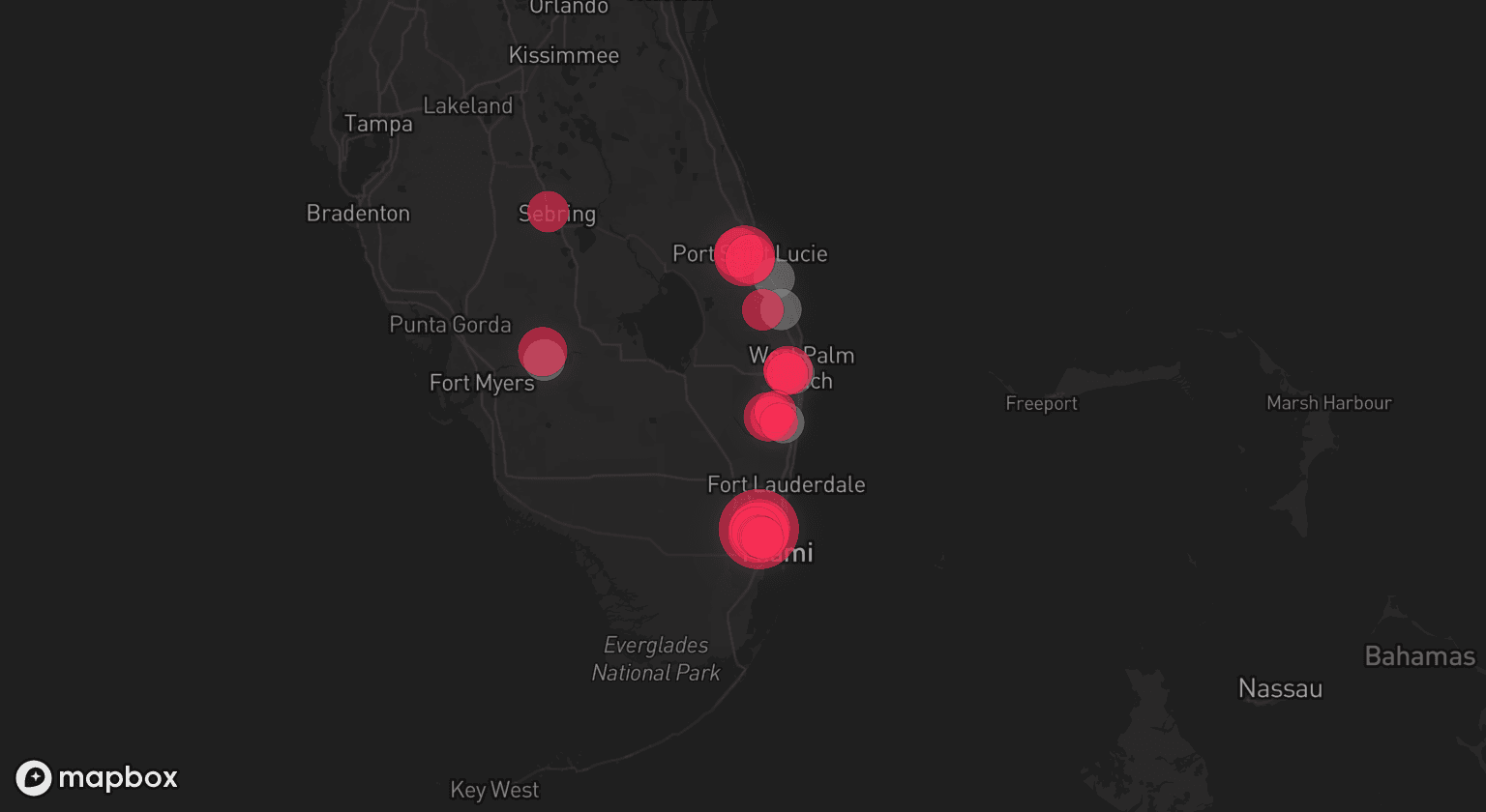Storm map for 6 areas across Florida