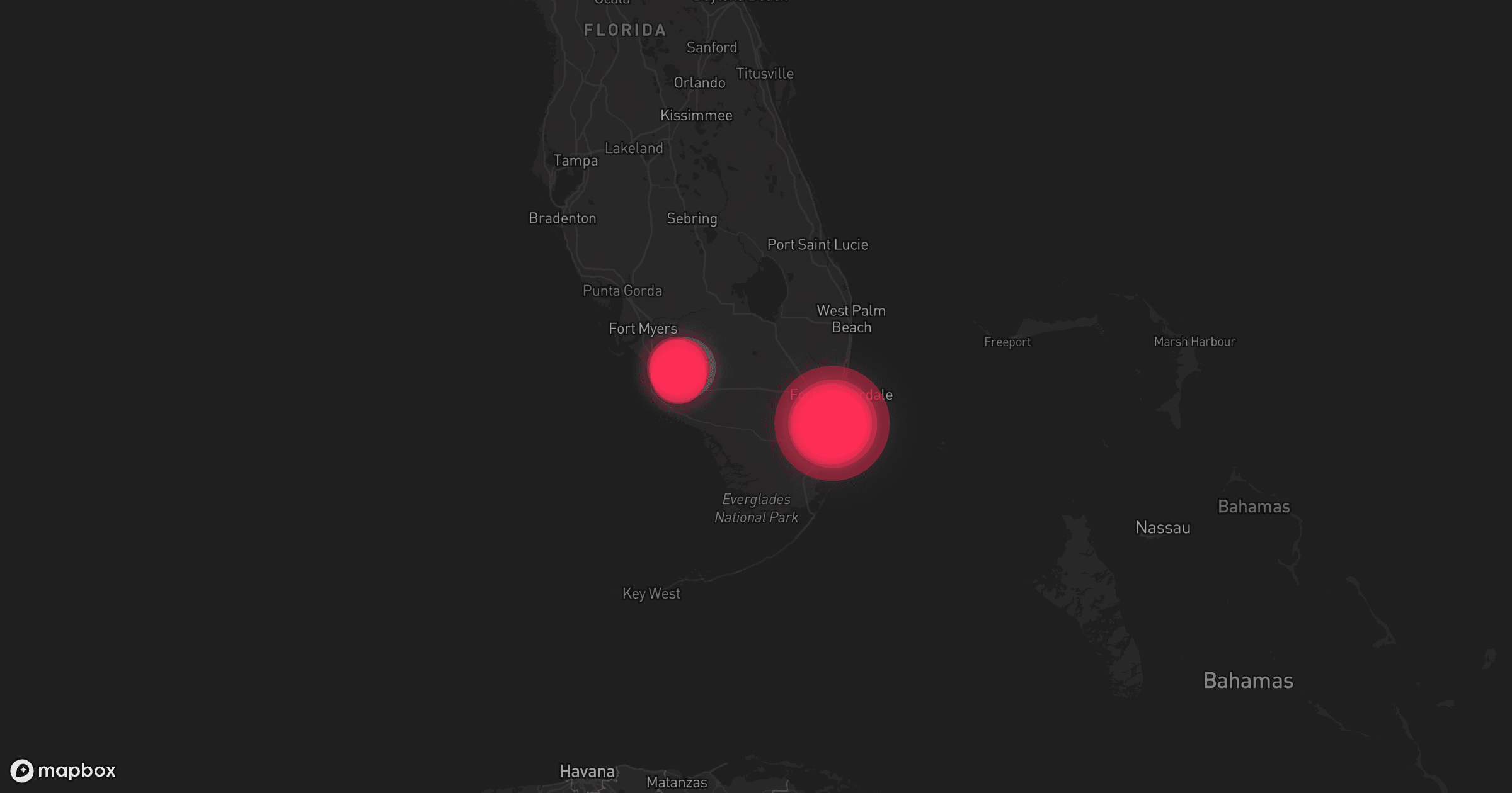 Storm map for 4 areas across Florida