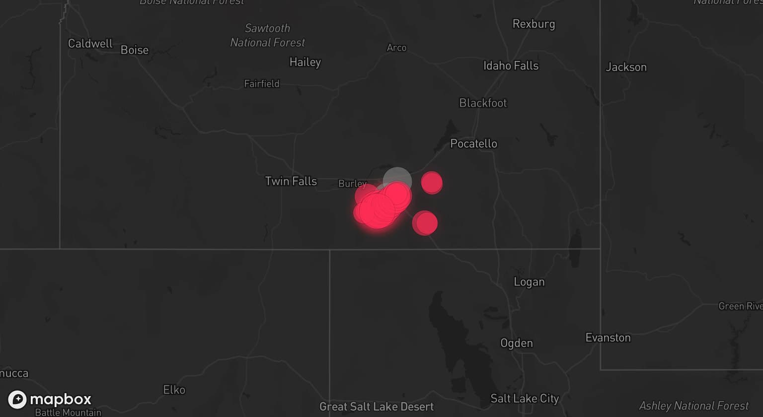Storm map for the Cassia County, ID area
