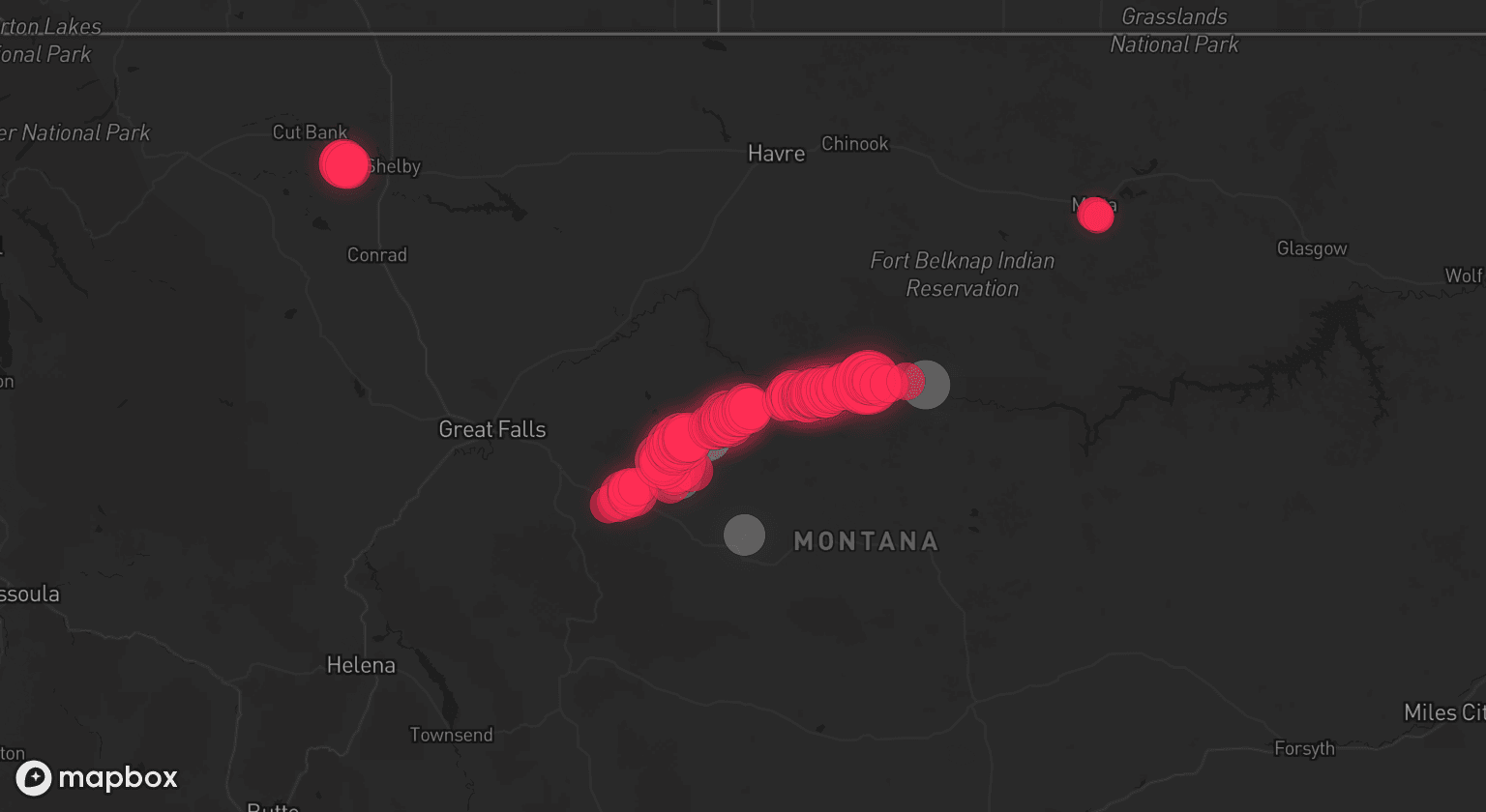Storm map for 4 areas across Montana