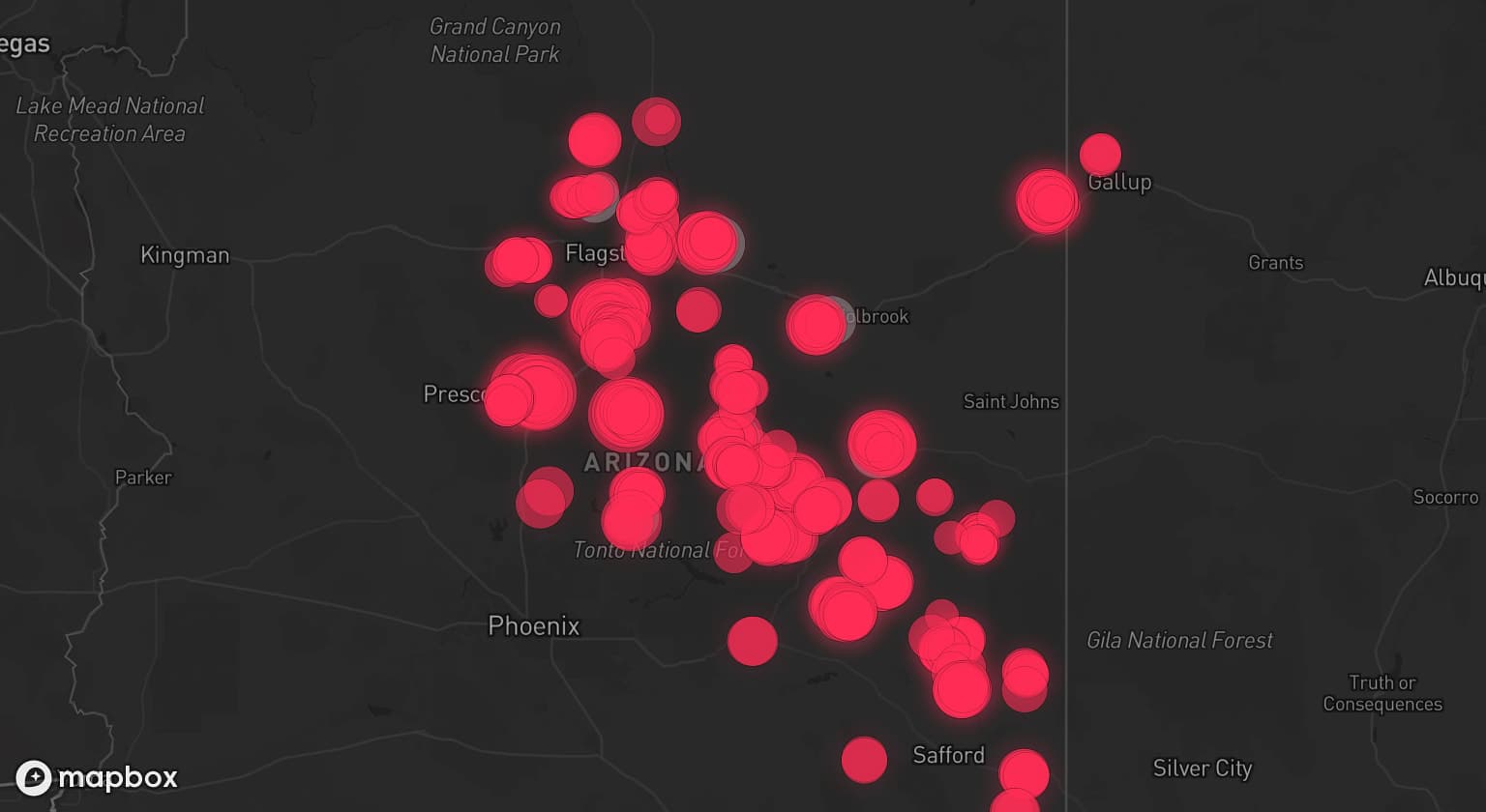 Storm map for 10 areas across Arizona