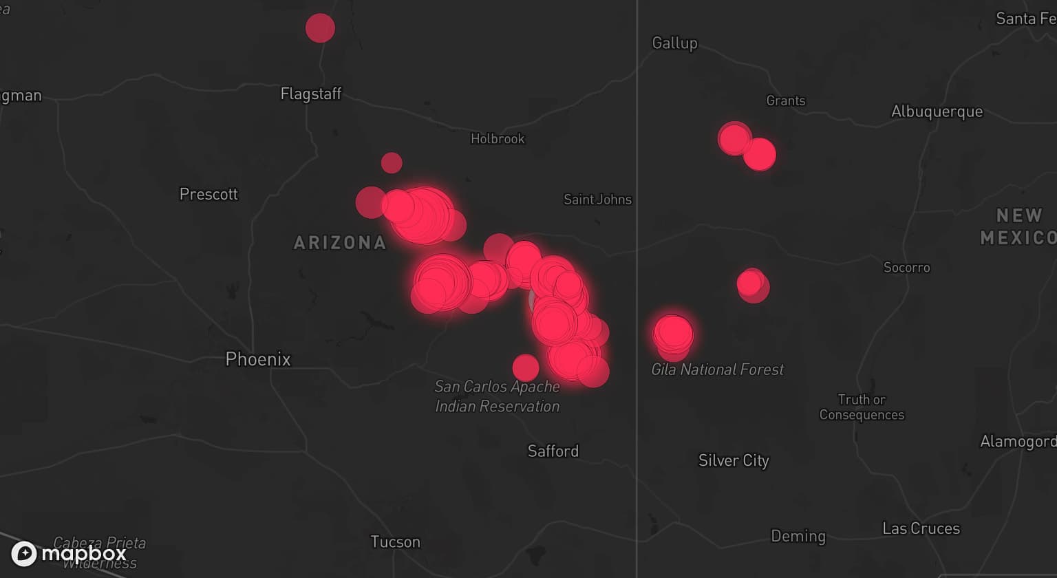 Storm map for 3 areas across Arizona