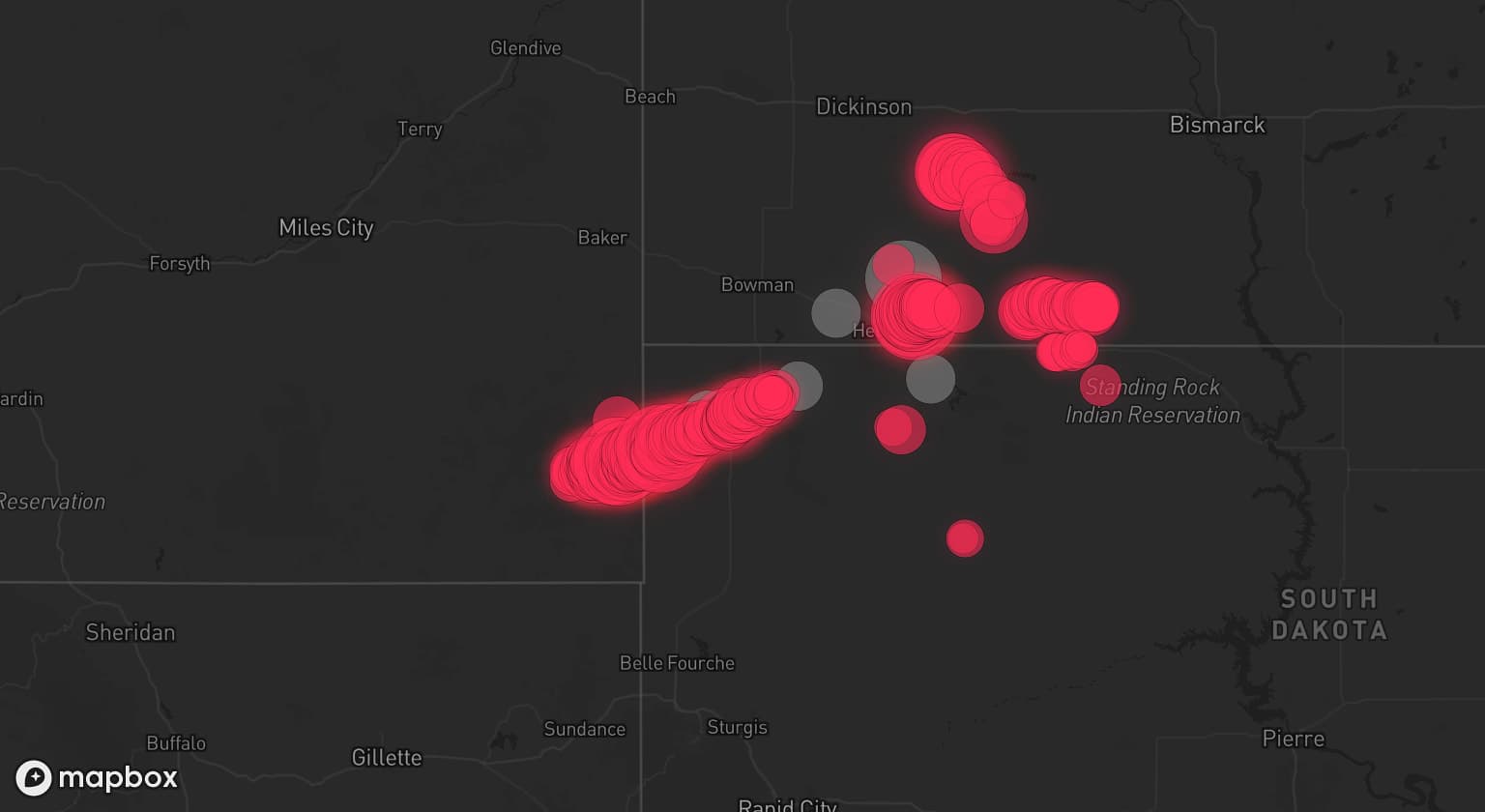Storm map for 6 areas across North Dakota, South Dakota, and Montana