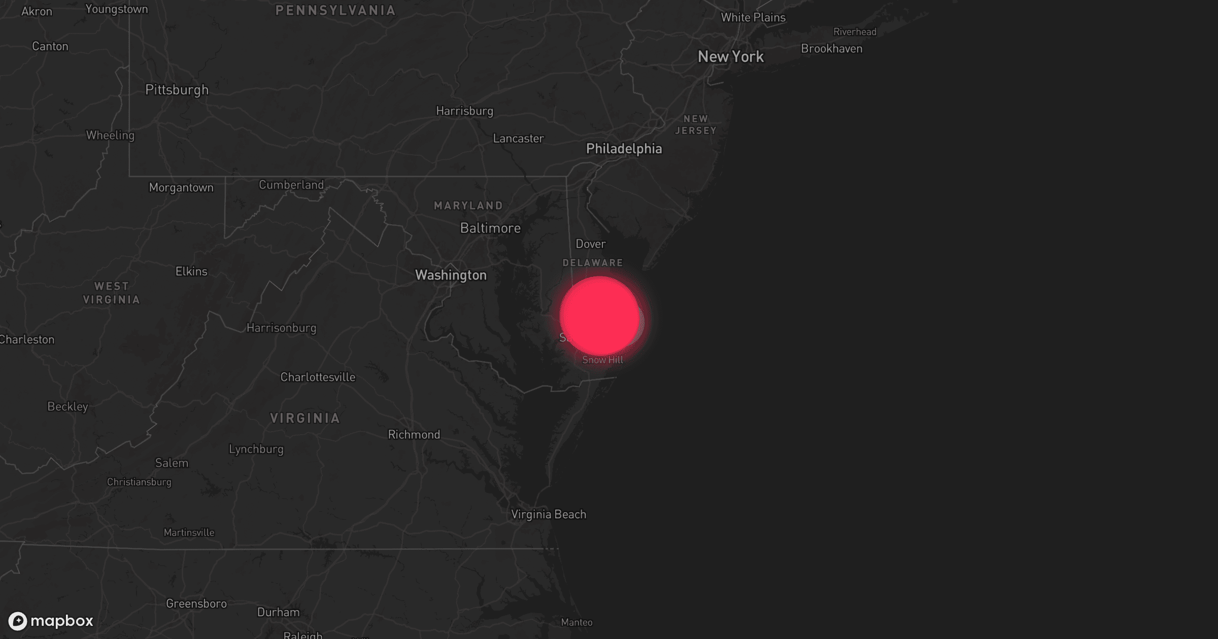 Storm map for 2 areas across Maryland and Delaware