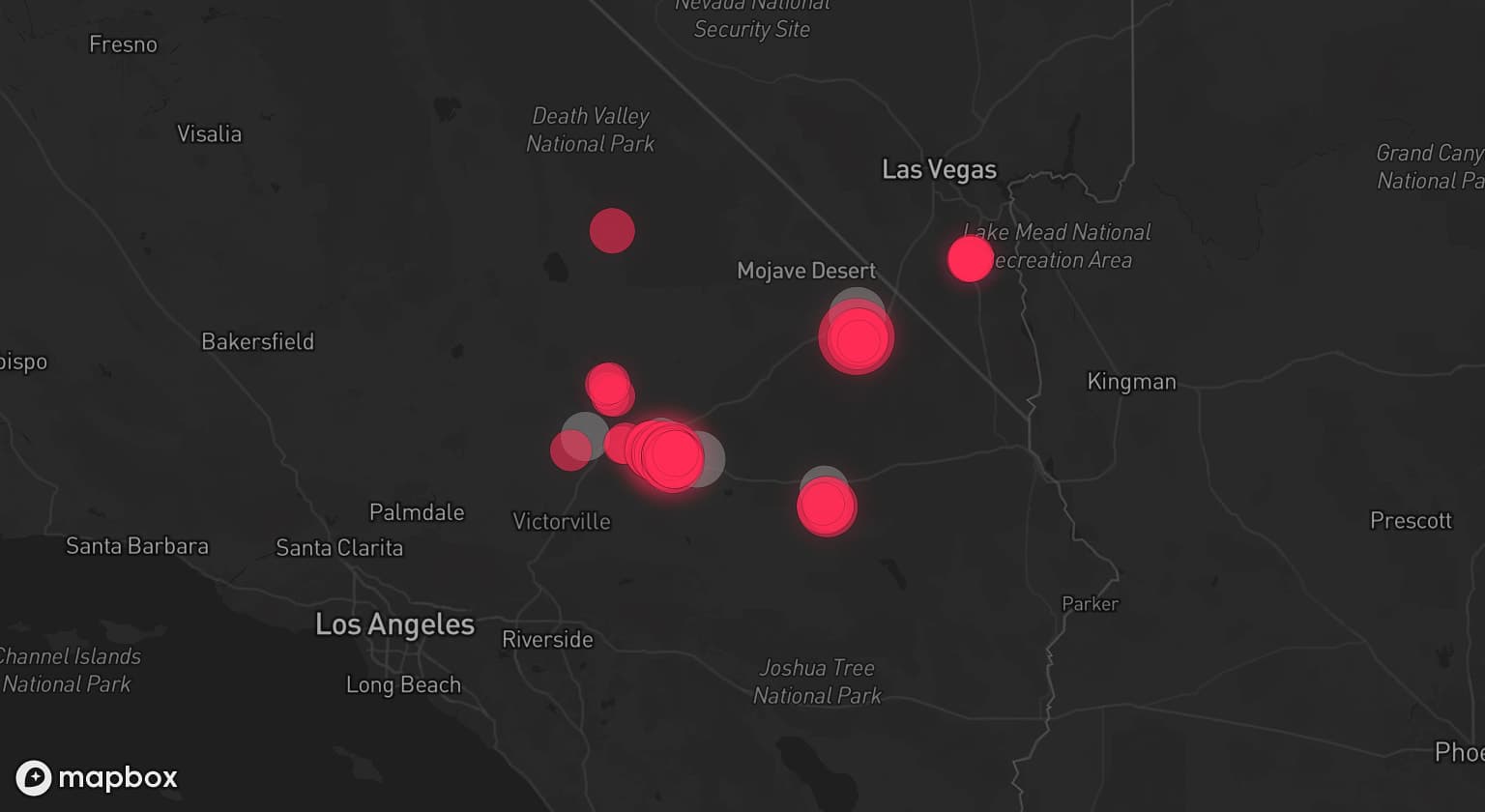 Storm map for 4 areas across California