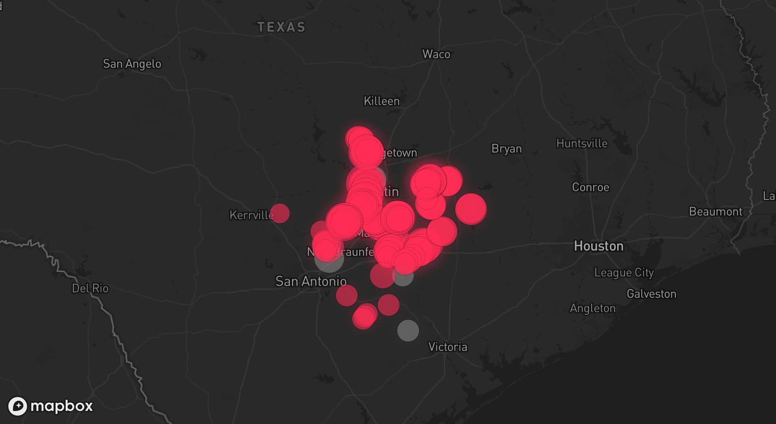Storm map for 7 areas across Texas