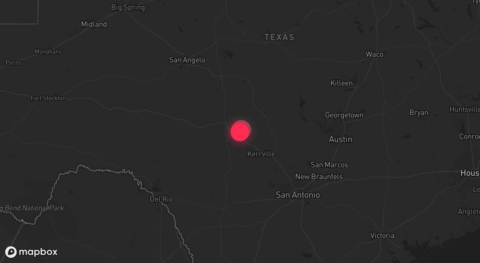 Storm map for the Kimble County, TX area