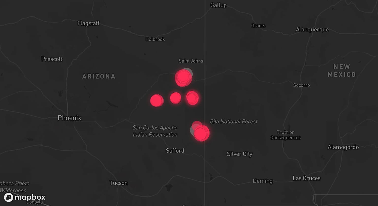 Storm map for 2 areas across Arizona