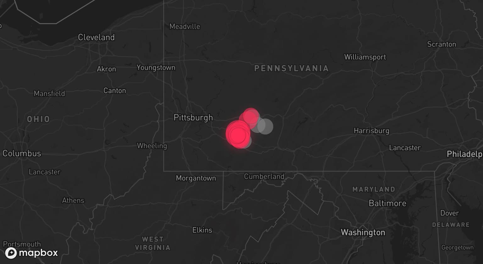 Storm map for 5 areas across Pennsylvania