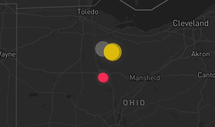 Storm map for the Seneca County, OH area