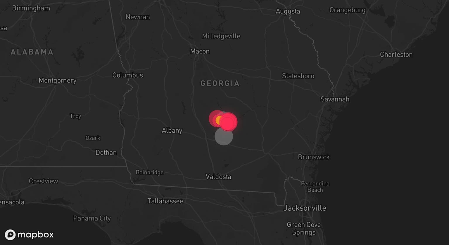Storm map for 2 areas across Georgia