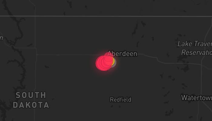 Storm map for the Brown County, SD area