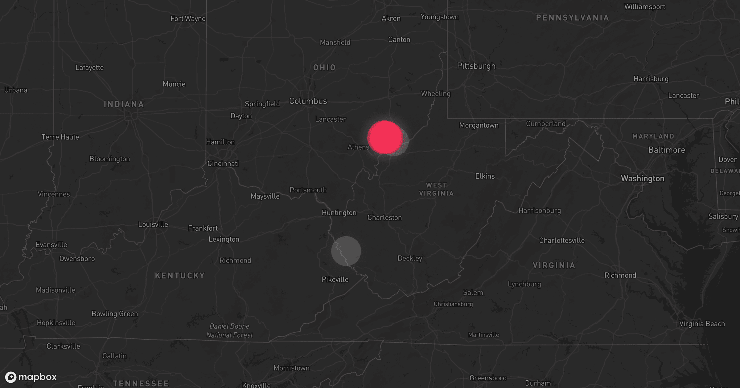 Storm map for 6 areas across West Virginia, Pennsylvania, and Ohio