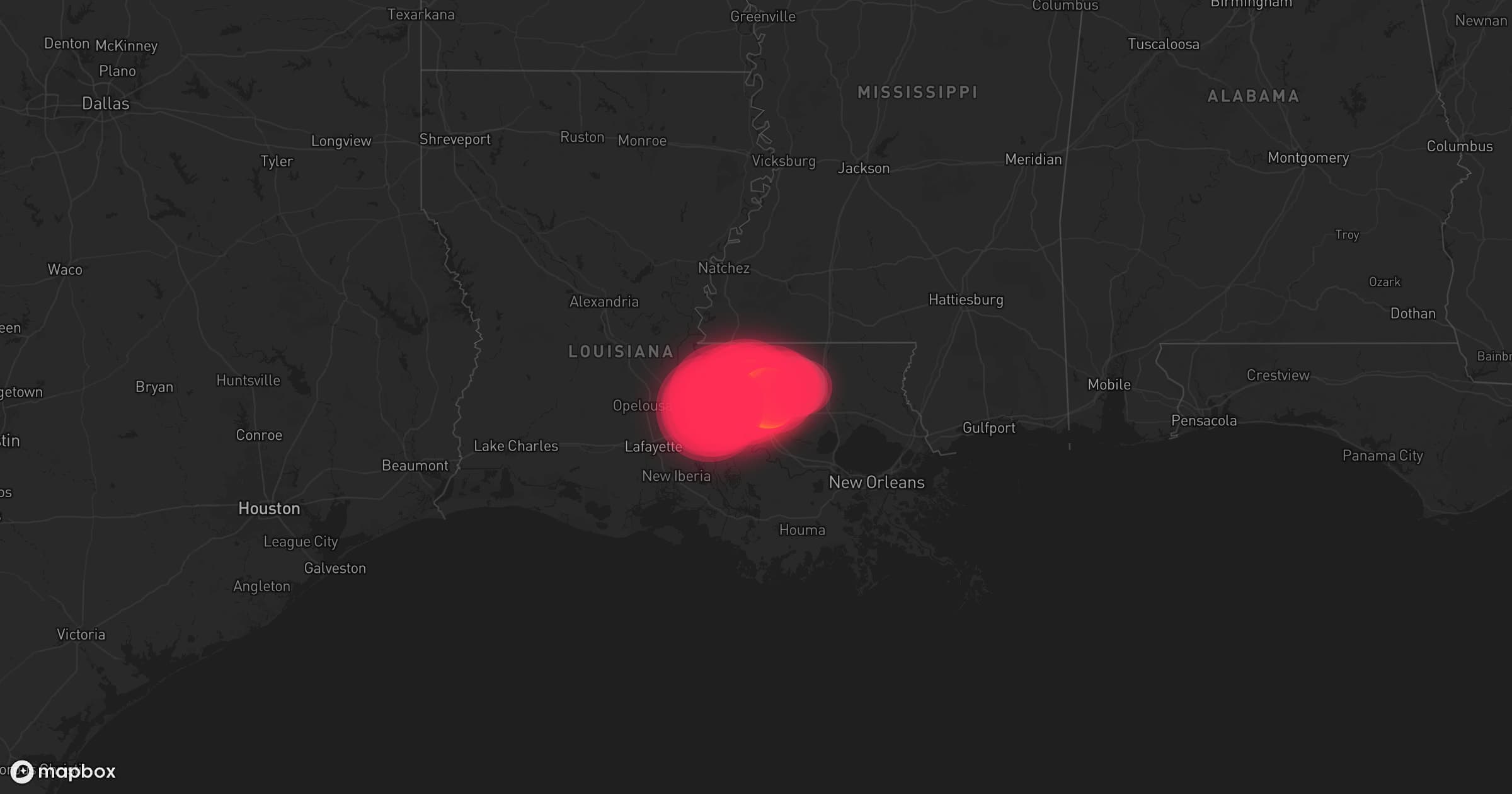 Storm map for 3 areas across Louisiana