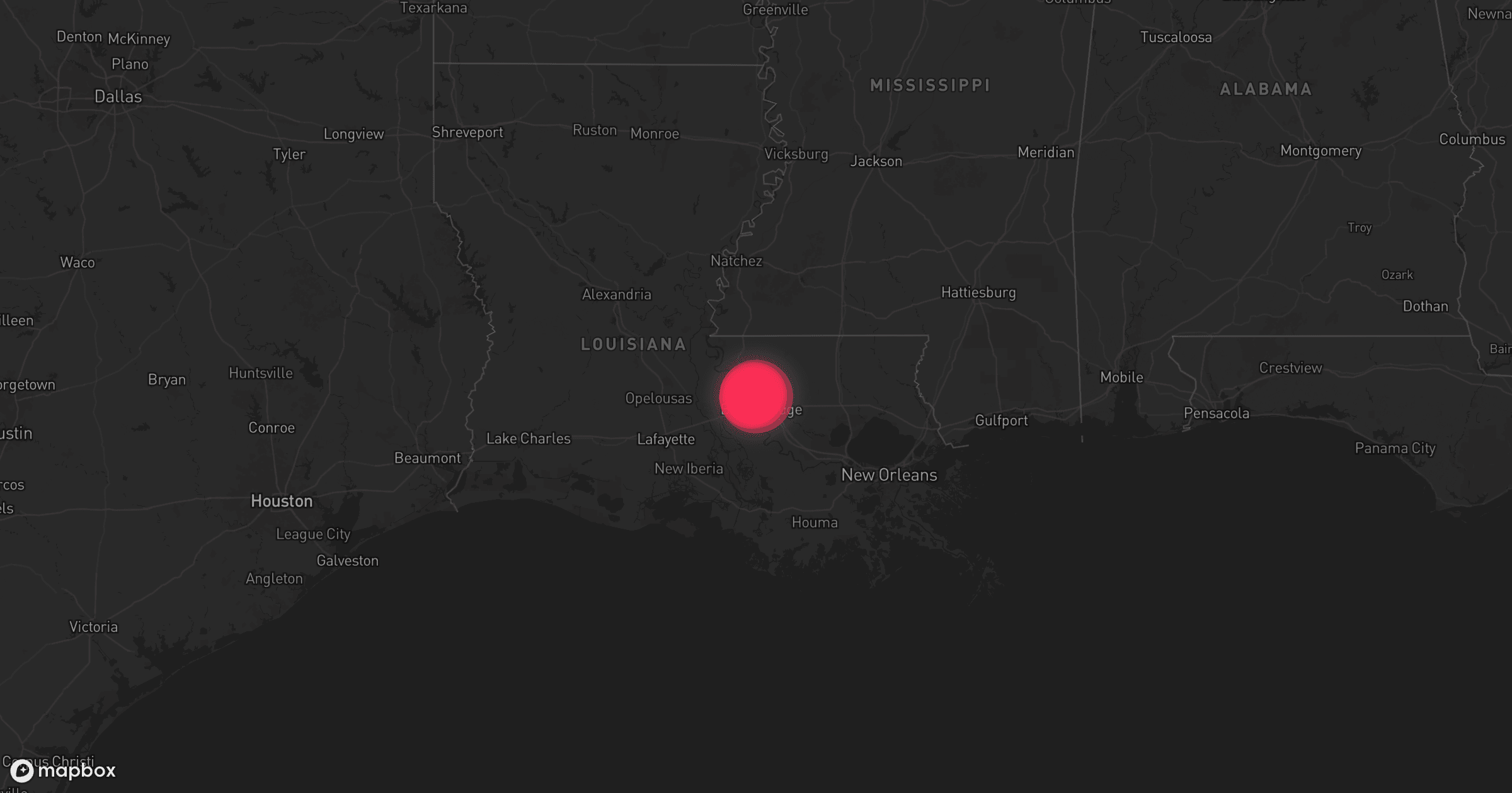 Storm map for 3 areas across Mississippi and Louisiana