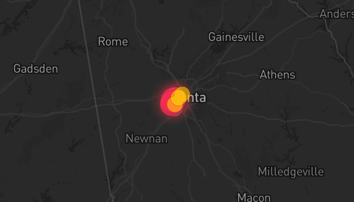Storm map for the Atlanta, GA area