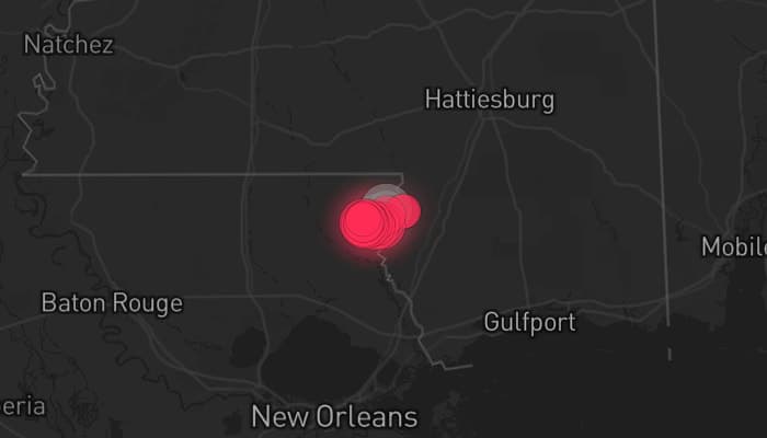 Storm map for 2 areas across Louisiana