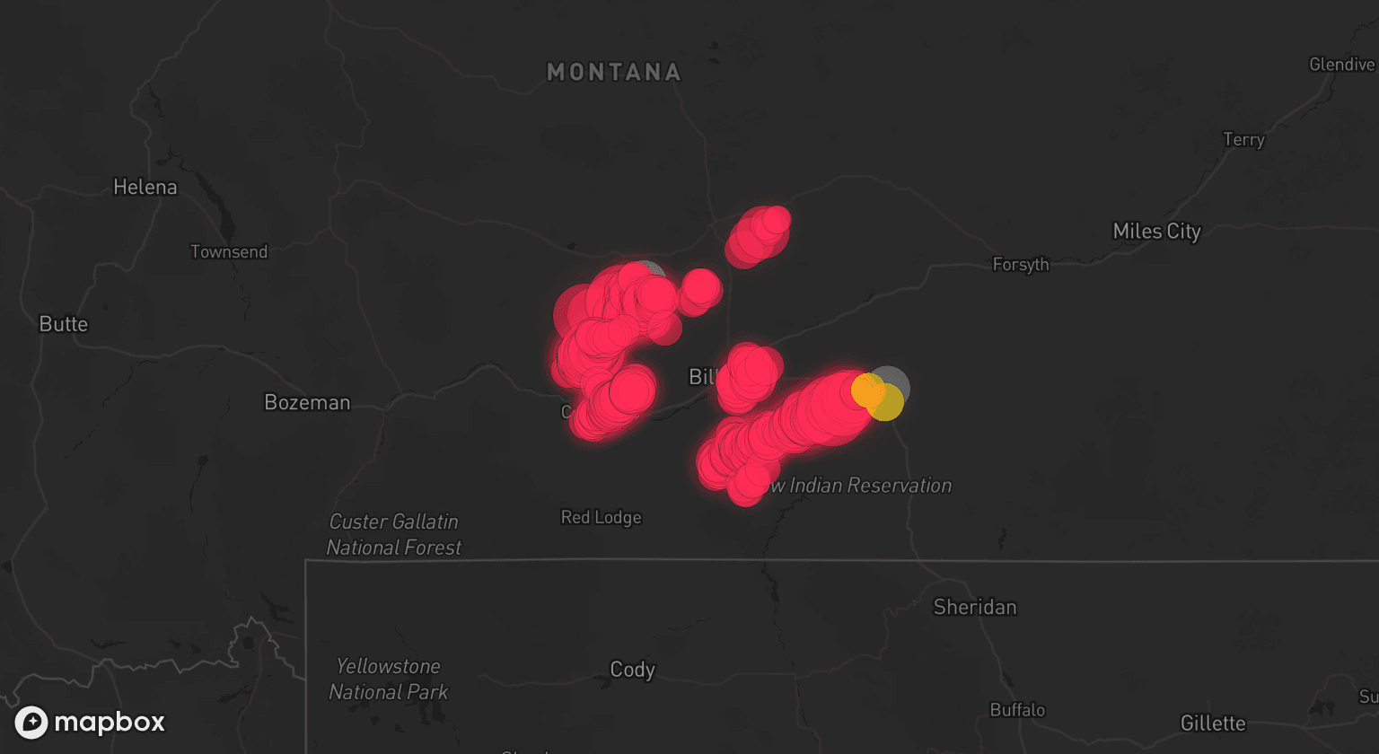 Storm map for 2 areas across Montana