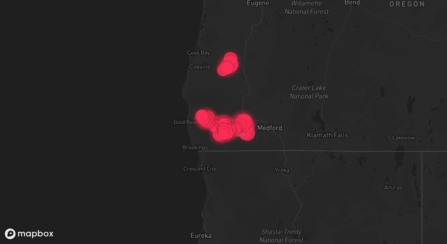 Storm map for the Josephine County, OR area