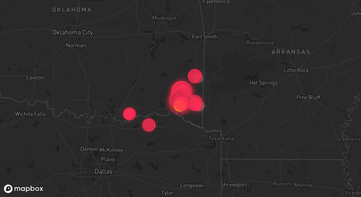 Storm map for 4 areas across Oklahoma