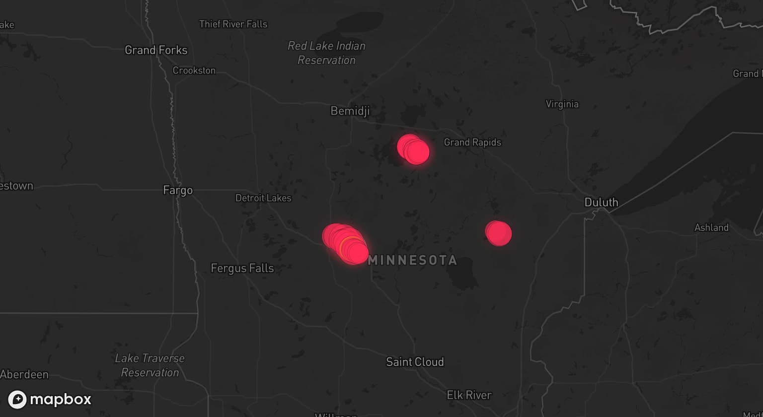 Storm map for the Wadena County, MN area