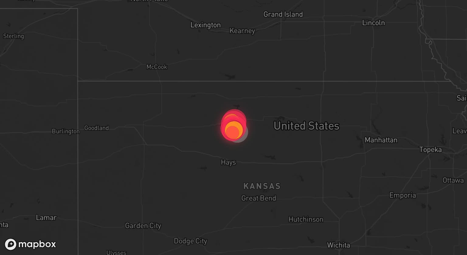 Storm map for the Rooks County, KS area
