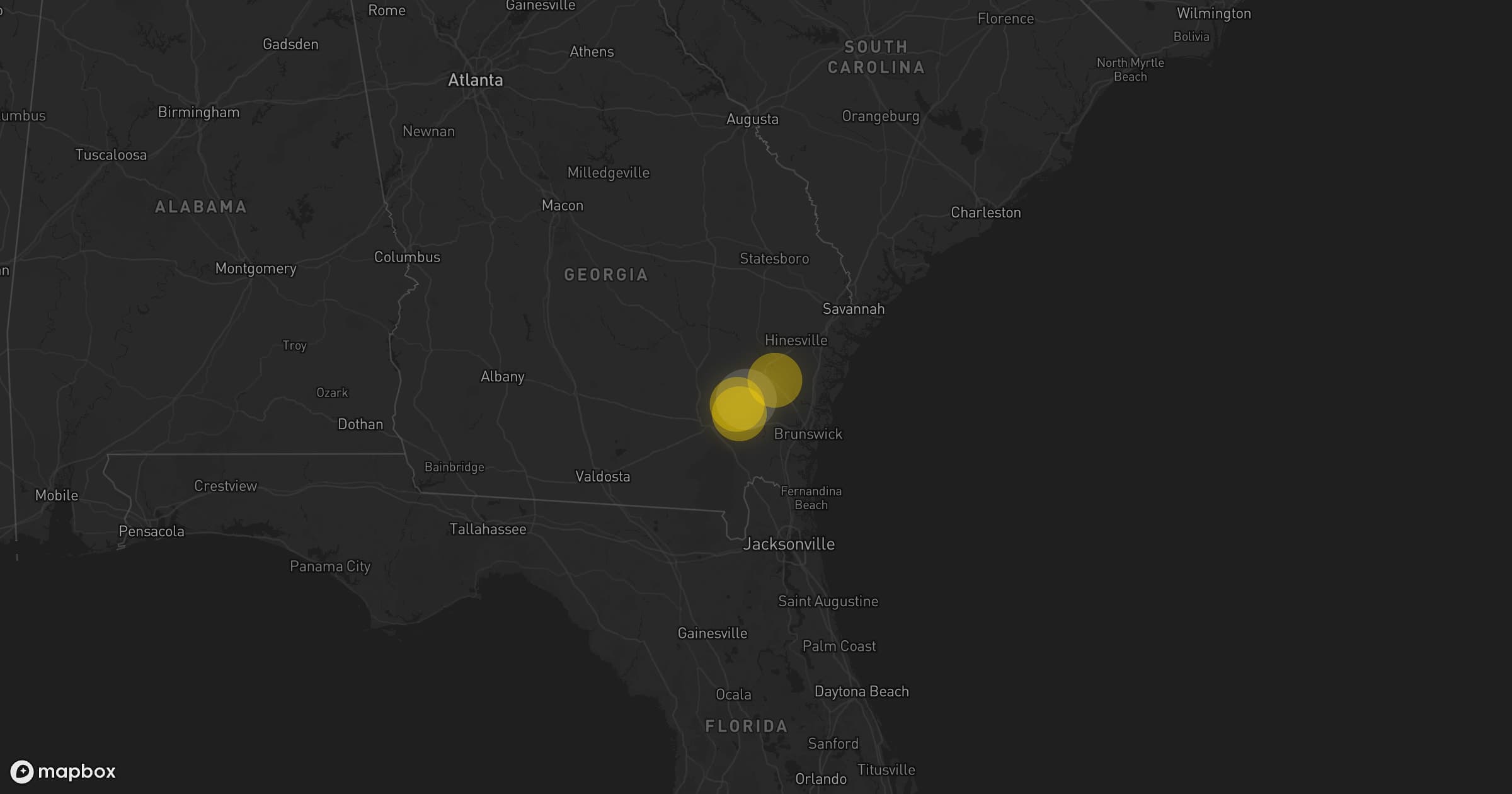 Storm map for the Wayne County, GA area
