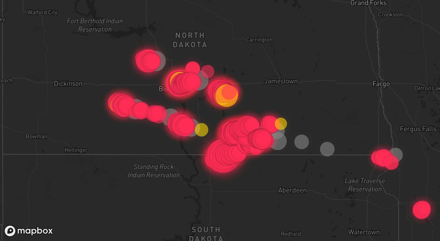 Storm map for 13 areas across North Dakota and Minnesota