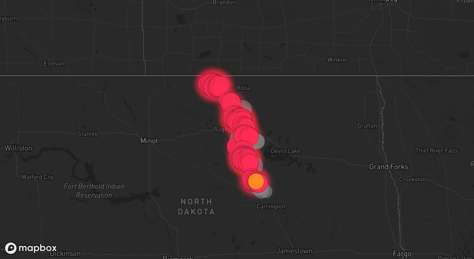 Storm map for 7 areas across North Dakota
