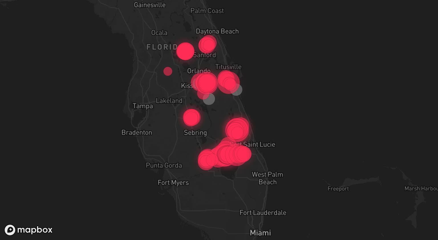 Storm map for 7 areas across Florida