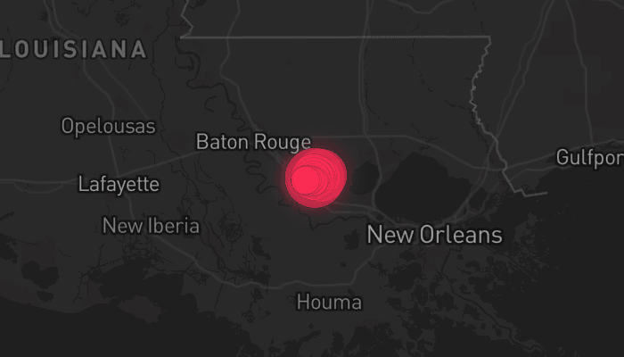 Storm map for the Ascension County, LA area