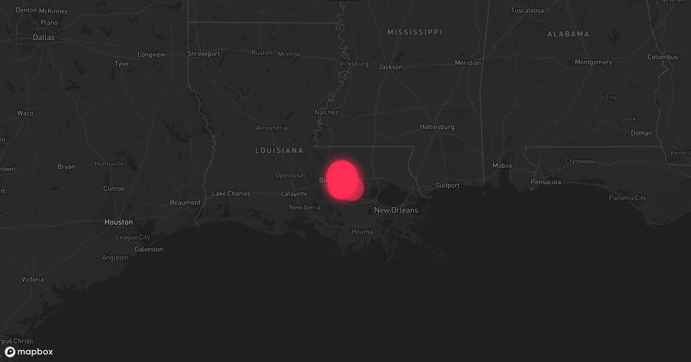 Storm map for the Baton Rouge, LA area