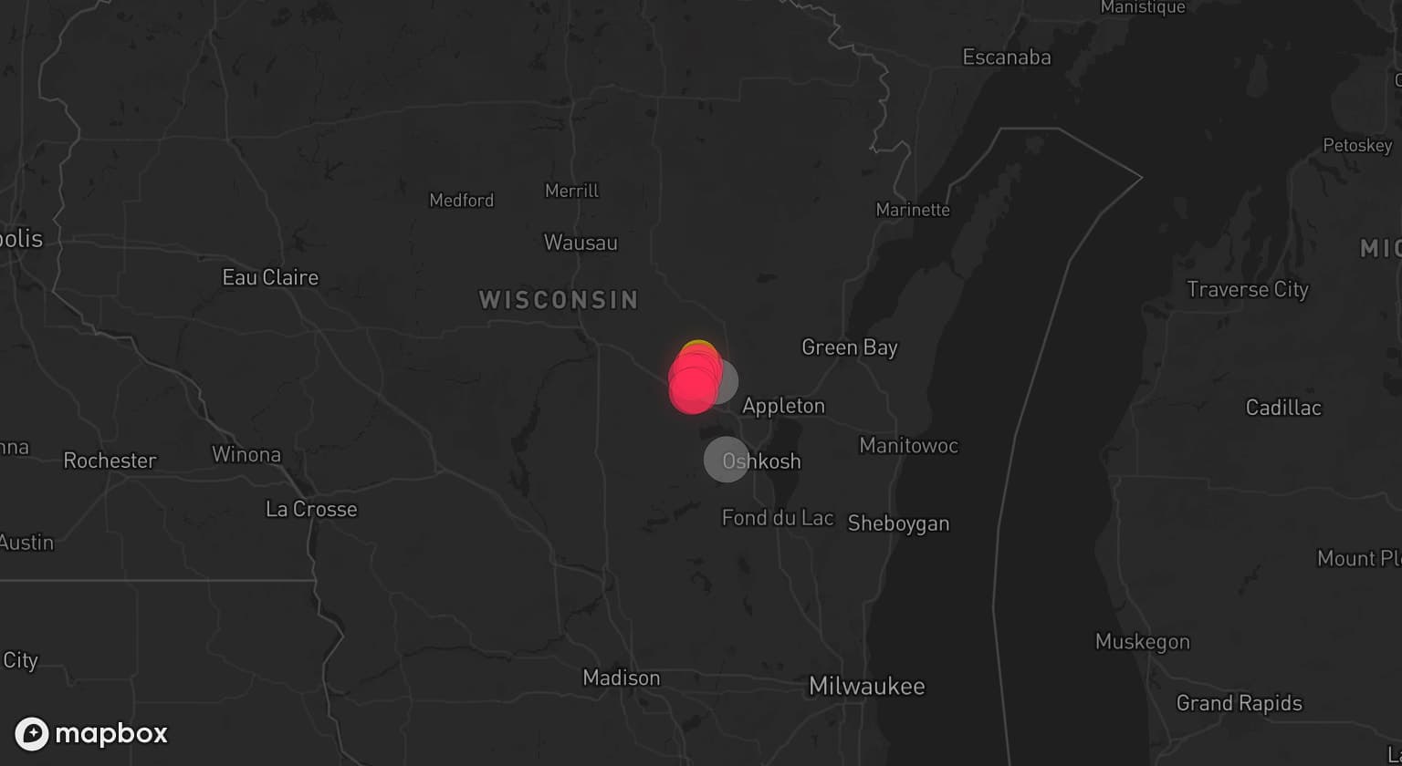 Storm map for 2 areas across Wisconsin