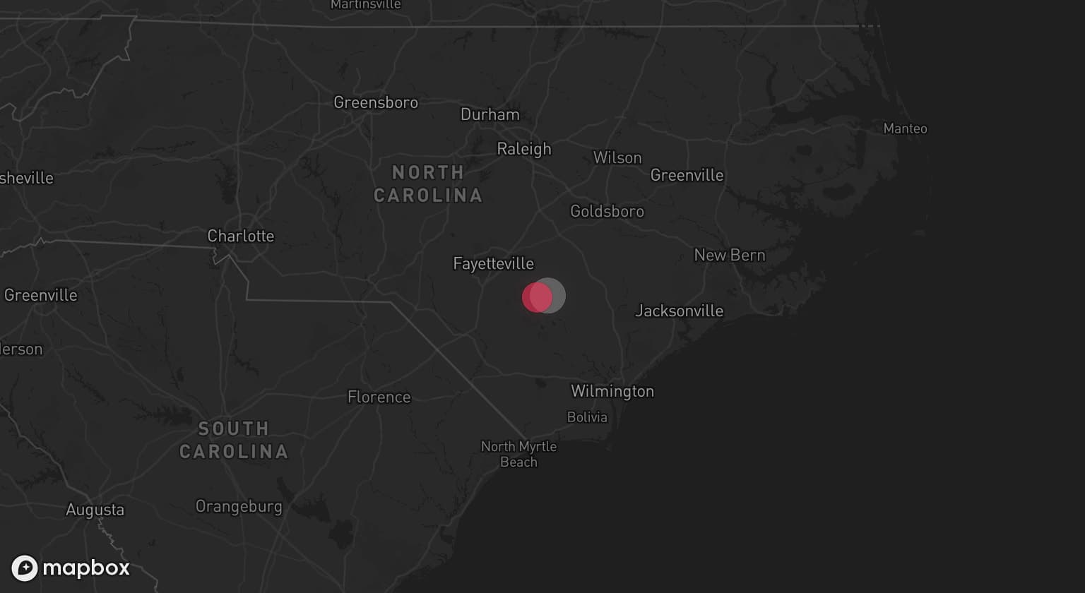 Storm map for the Sampson County, NC area