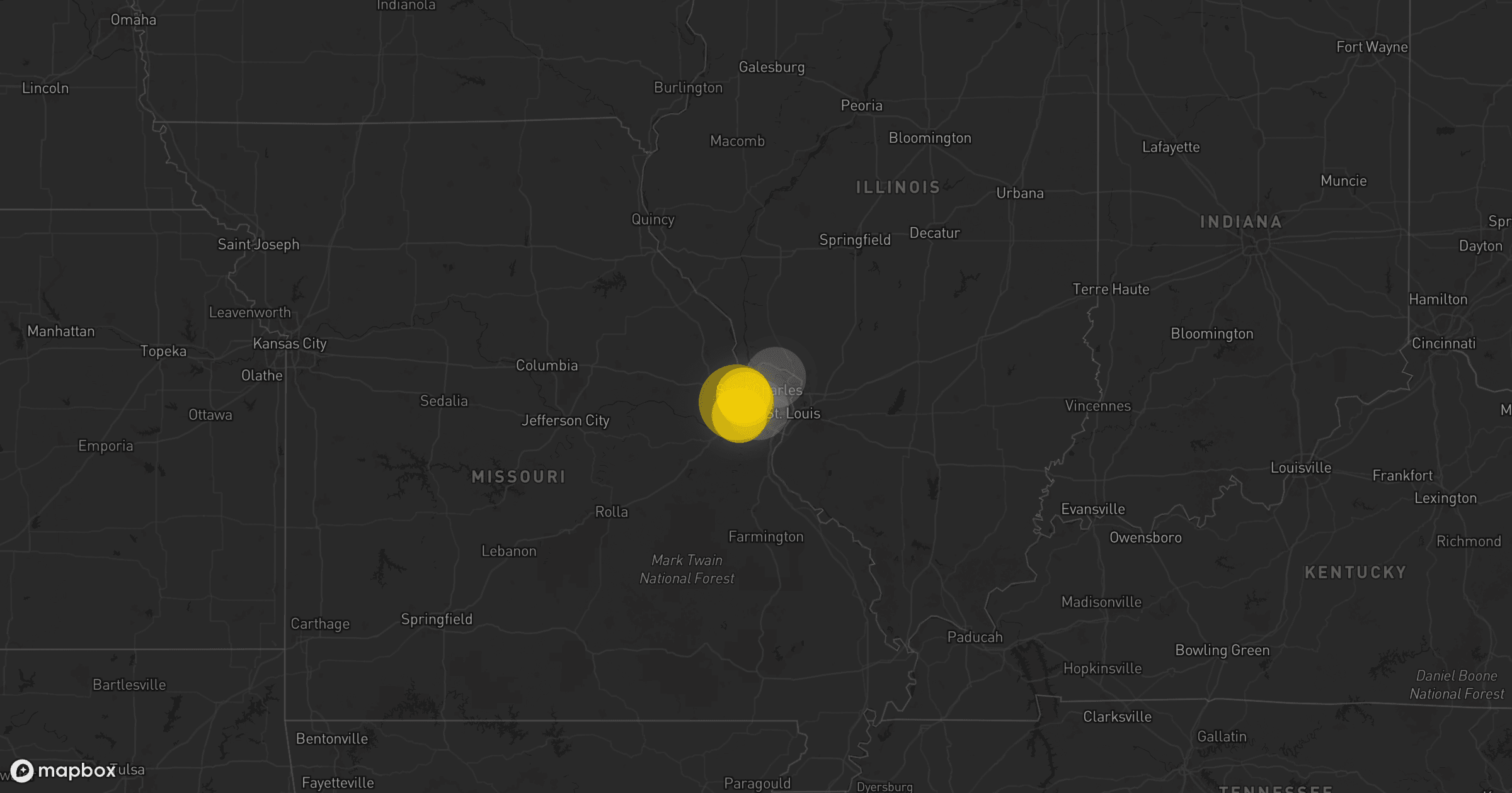 Storm map for 2 areas across Missouri
