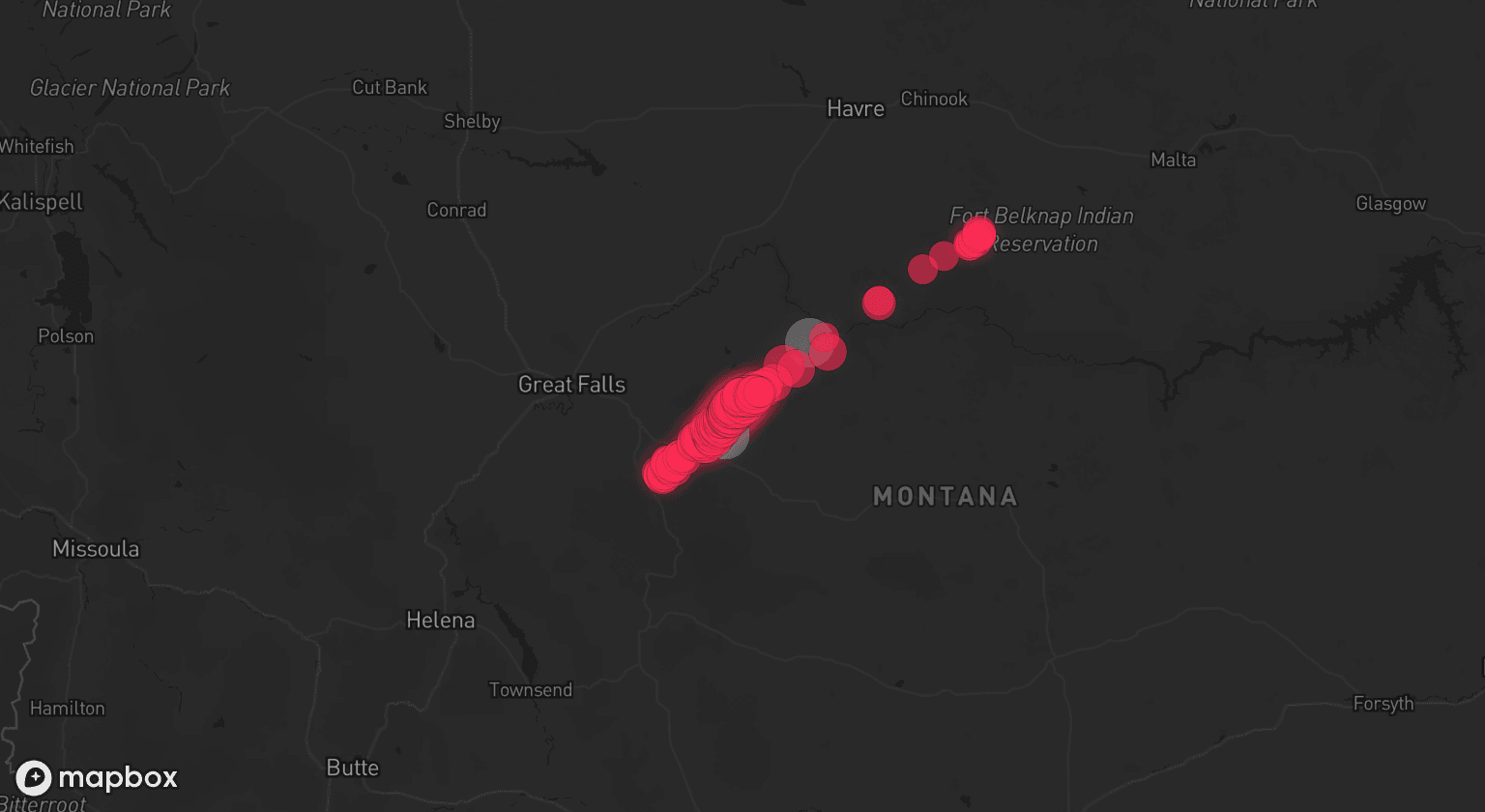 Storm map for 2 areas across Montana