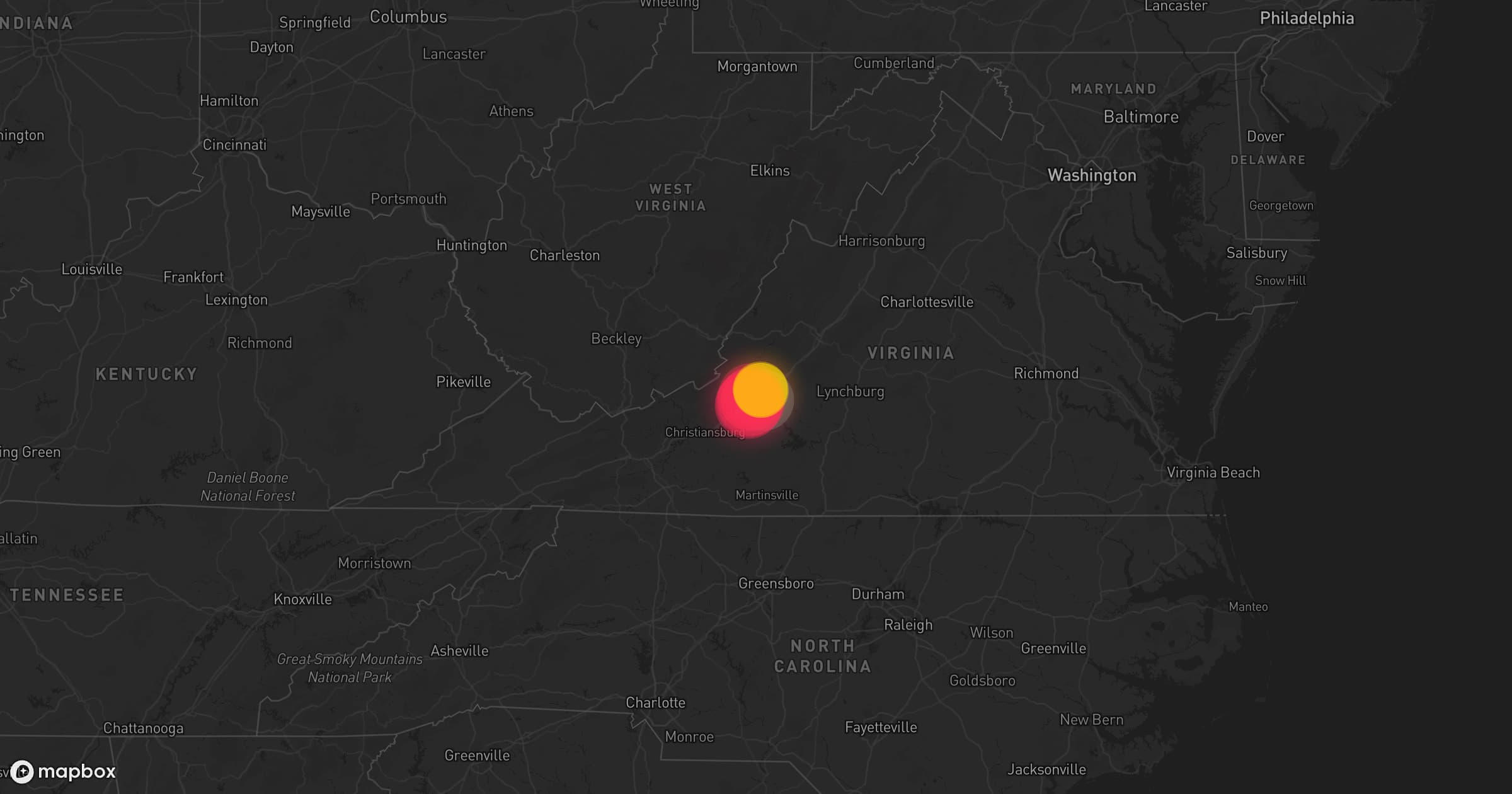 Storm map for the Botetourt County, VA area