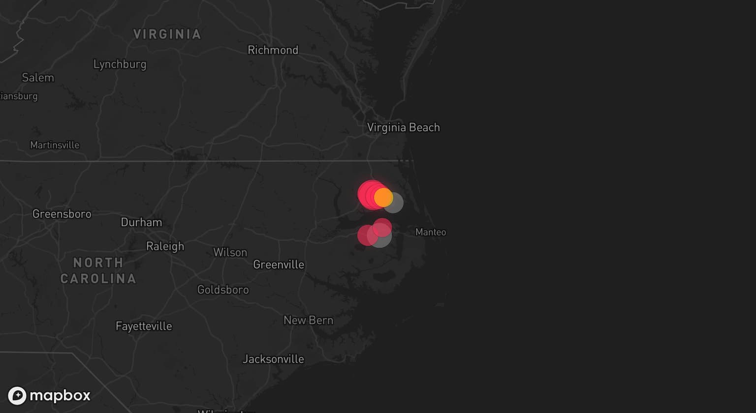Storm map for 2 areas across North Carolina