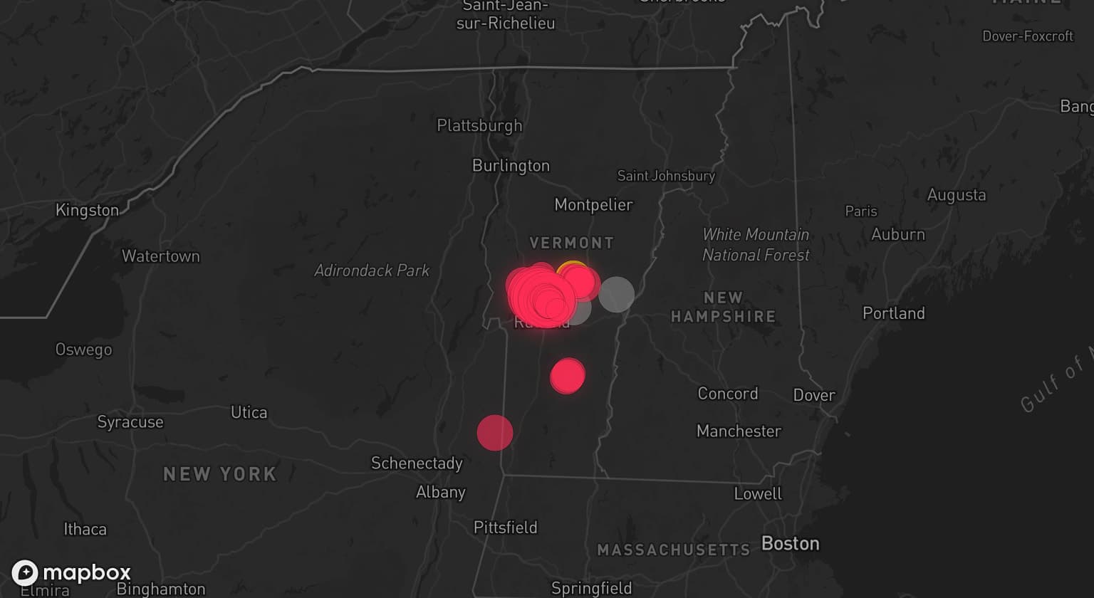 Storm map for 2 areas across Vermont
