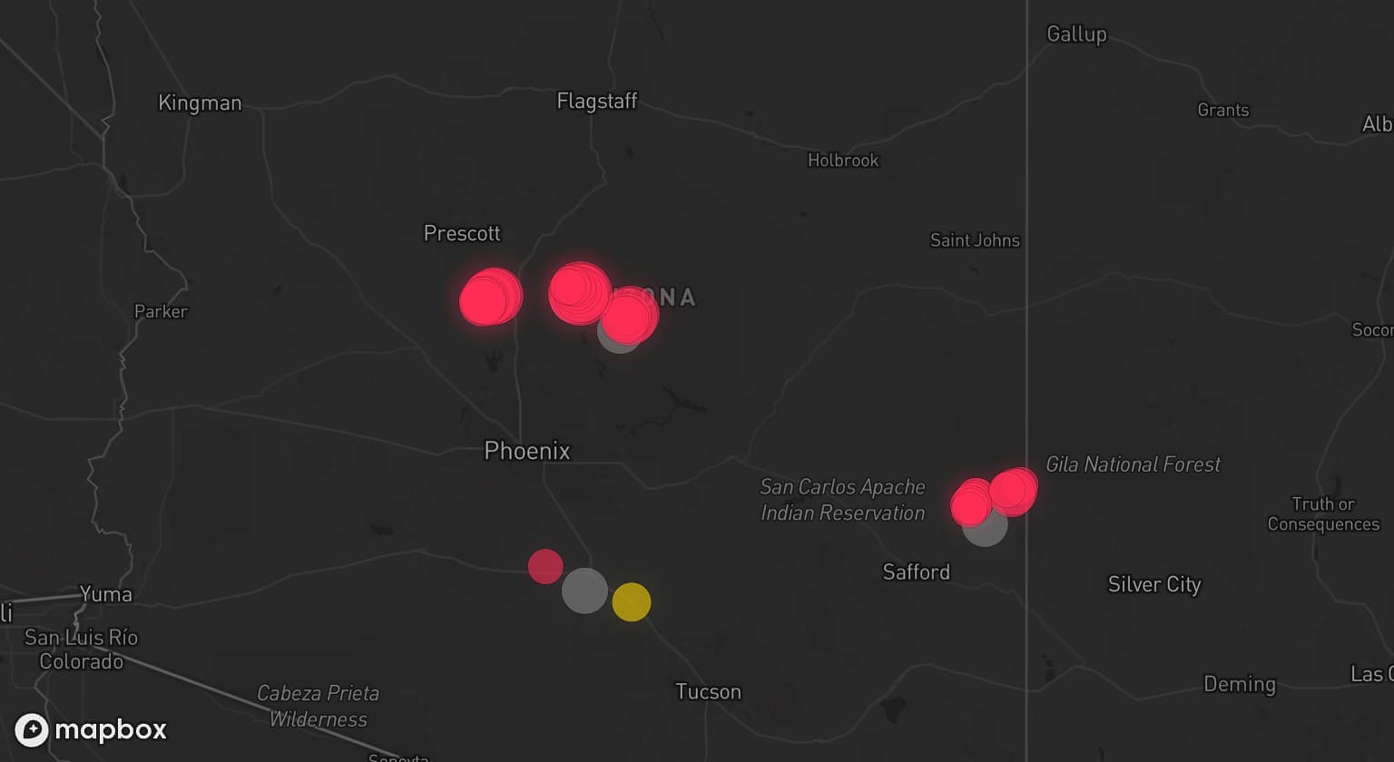Storm map for 5 areas across Arizona
