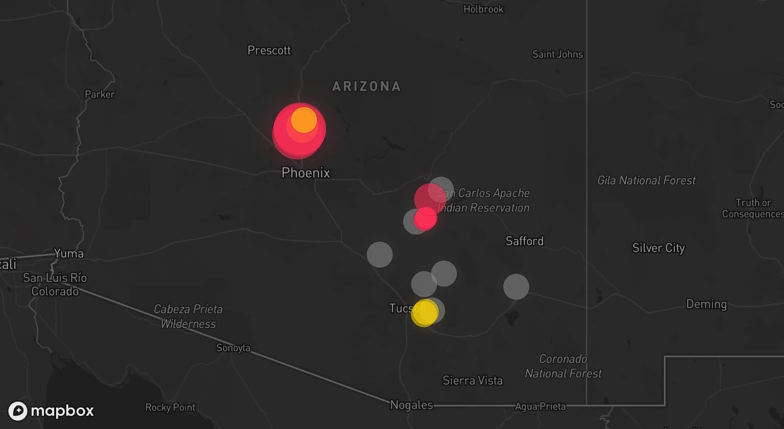 Storm map for 8 areas across Arizona