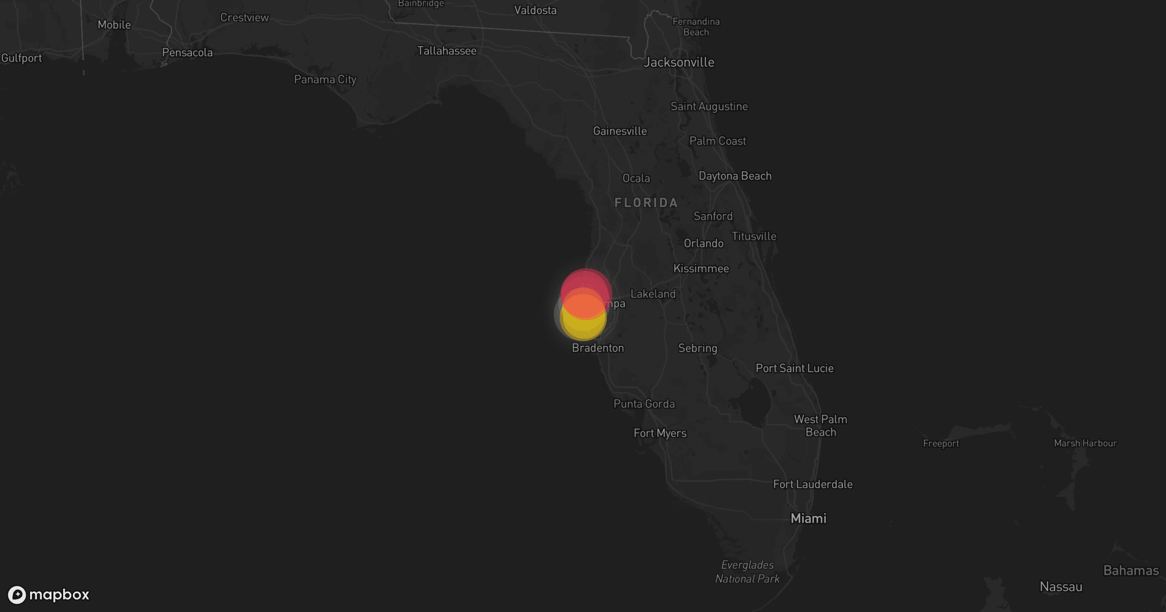 Storm map for 2 areas across Florida