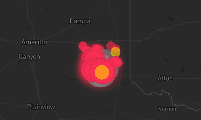 Storm map for 4 areas across Texas