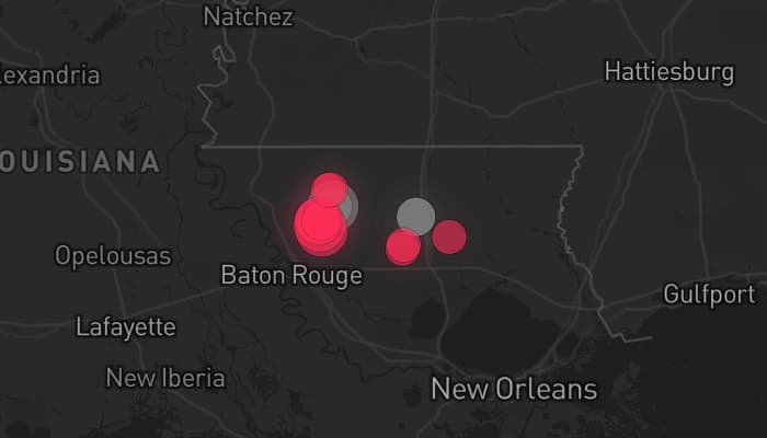 Storm map for 3 areas across Louisiana