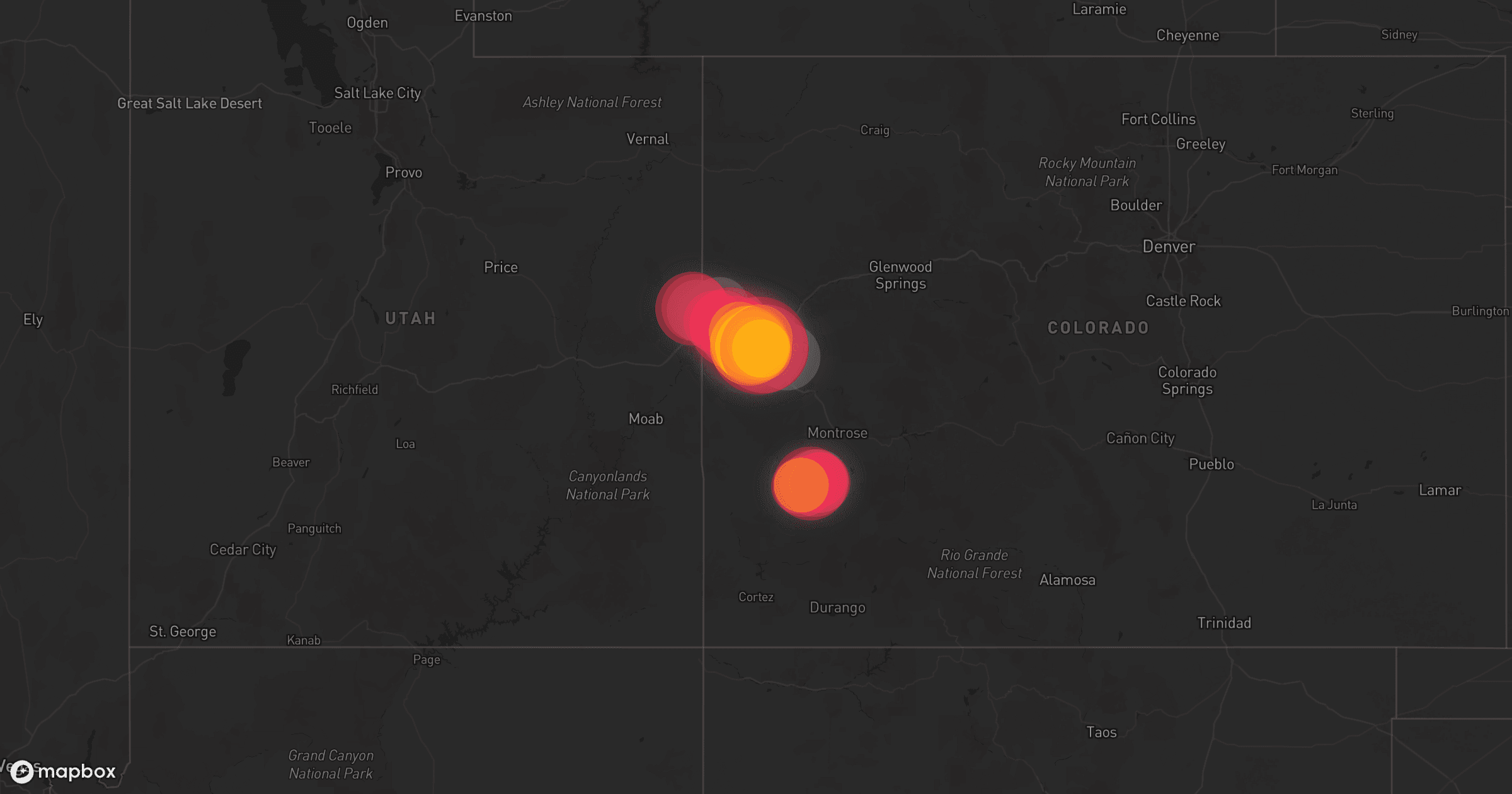 Storm map for 8 areas across Colorado and Utah