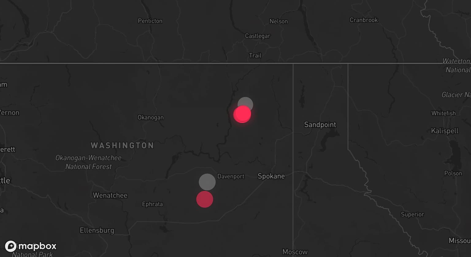 Storm map for 2 areas across Washington