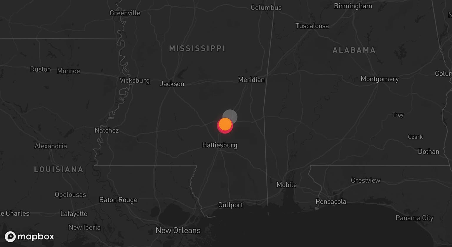 Storm map for the Jones County, MS area