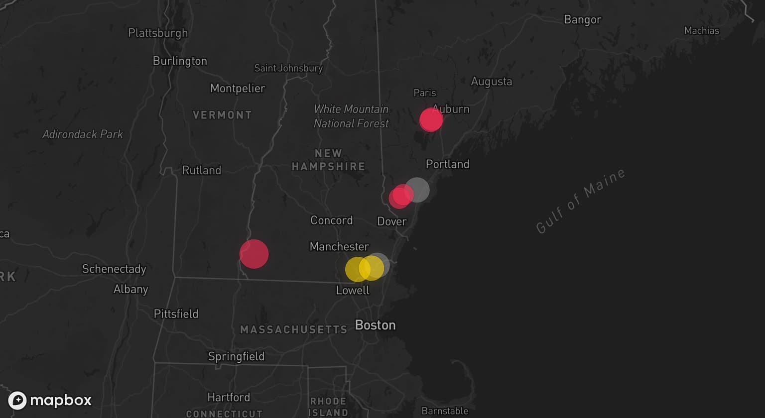 Storm map for 2 areas across Massachusetts and Maine